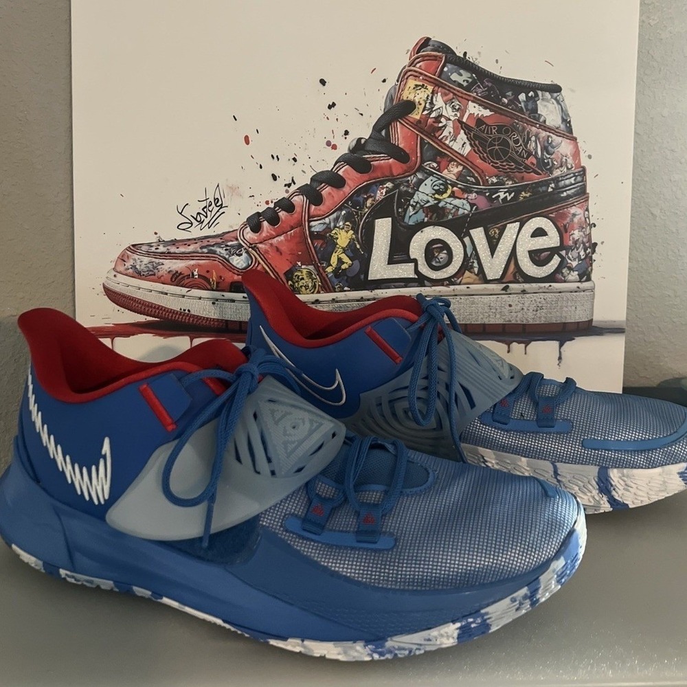 Nike Kyrie Low 3 Men Size 16 Blue Red Excellent CJ1286-400 Basketball Shoes